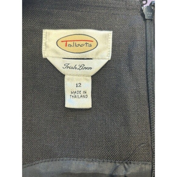 Talbot’s 100% Irish Linen Black Sheath Dress Sz 12 Sleeveless Lined Classic - Picture 3 of 5